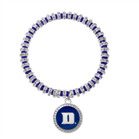 College Fashion Team Colored Crystal Duke University Logo Charm Stretch Bracelet