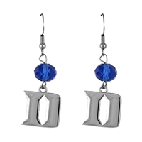 Silver Beaded Drop Earrings Duke Blue Devil