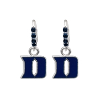 College Fashion Crystal Duke University Logo Charm Cuff Hoop Dangle Electra Earrings