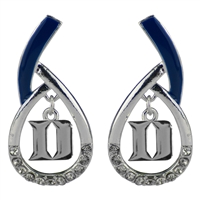 Duke University Silver Rhinestone Earrings Licensed College Jewelry Blue Devils