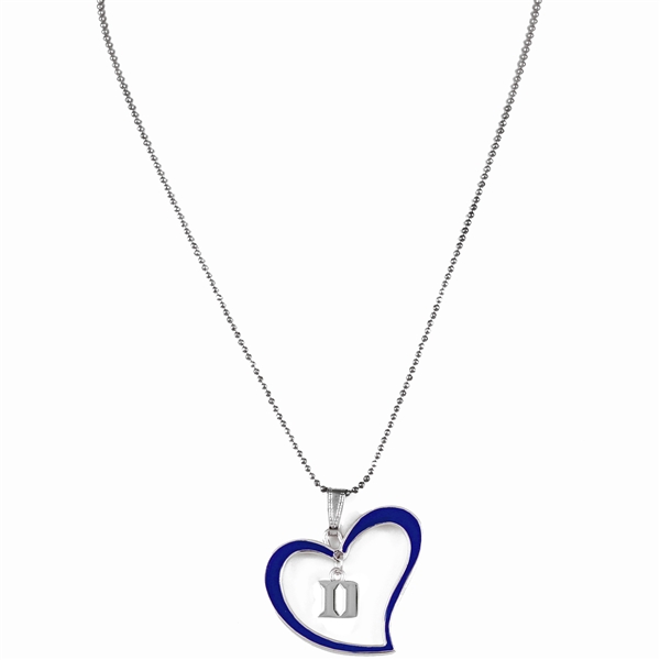 Silver Duke Logo Royal Blue & Silver Heart Necklace