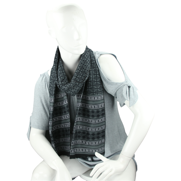 Fashionable & Stylish Cozy Soft Interchangeable Tri-Colored Dark Olive Green, Black & White Scarf