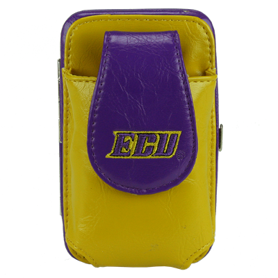 East Carolina University Yellow & Purple Embroidered Logo Leather Pouch Push Clasp Wallet