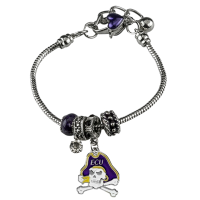 College Fashion Crystal East Carolina University Logo Charms Betsy Bracelet