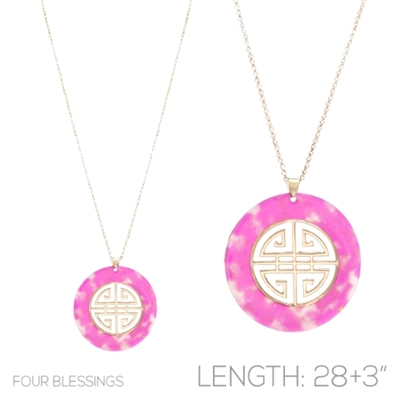 FOUR BLESSINGS NECKLACE | FUCHSIA
