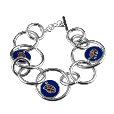 Looped Logo Circular Florida Gator Albert Alberta Silver Bracelet Jewelry