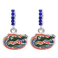 College Fashion Crystal University of Florida Logo Charm Cuff Hoop Dangle Electra Earrings