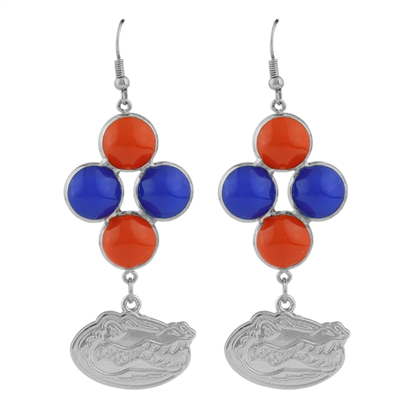 Team Colored Bubble Silver Florida Gators Logo Charm Earrings