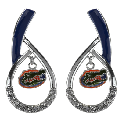 Florida University Silver Rhinestone Earrings Licensed College Jewelry Gator FL