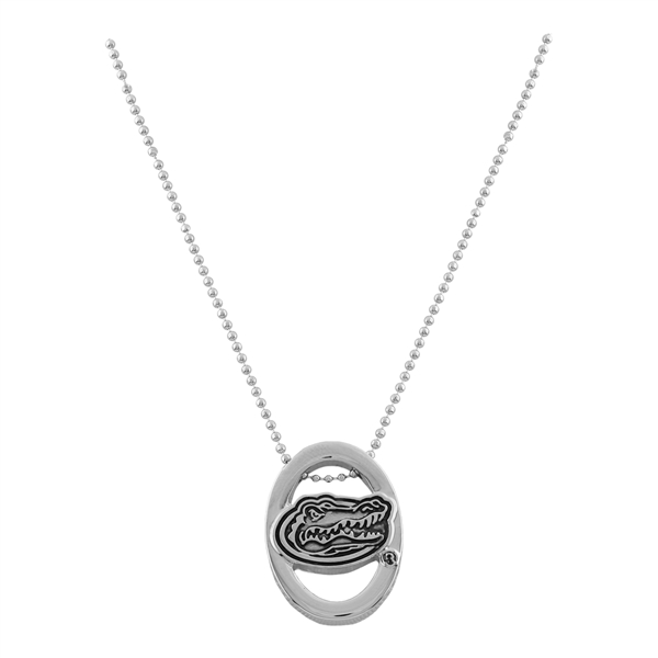 Florida Gators Logo Silver Oval Pride Necklace