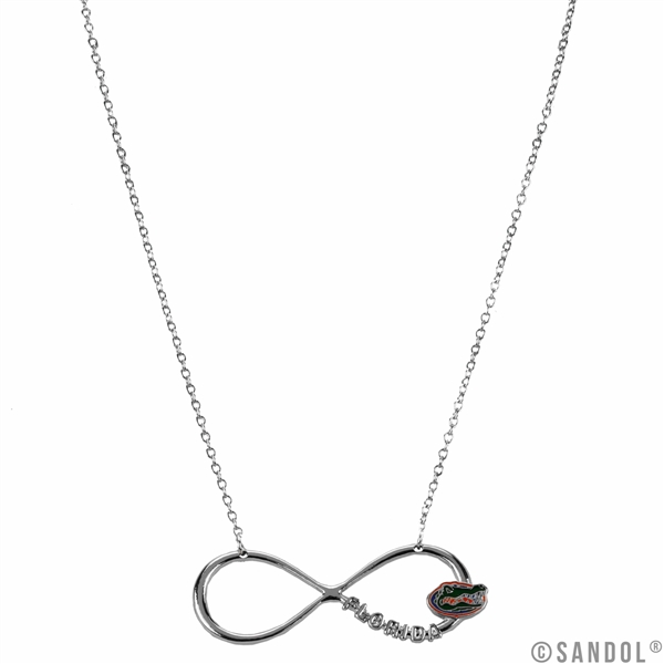 University of Florida Gators Team Color Logo Silver Infinity Necklace