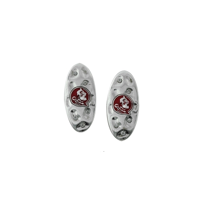 Florida State University Crystal Hammered Oval Shaped Post Earrings