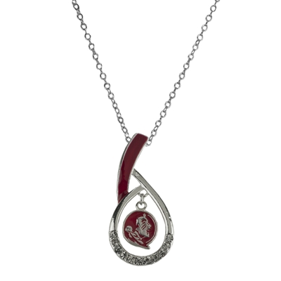 FSU Seminole FL NCAA Silver Rhinestone Necklace Licensed College Jewelry