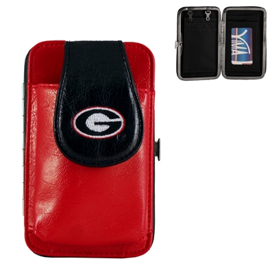 University of Georgia Red & Black Embroidered Logo Leather Pouch Push Clasp Wallet