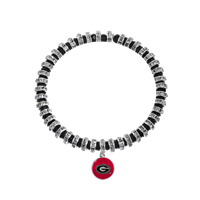 University of Georgia Team Colored Round Logo Charm & Crystals Stretch Bracelet