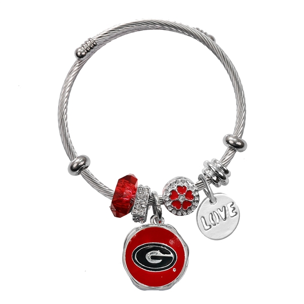 University of Georgia Team Colored Charms Logo Cable Bangle