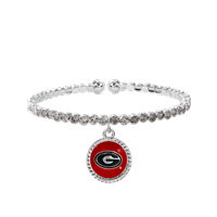 College Fashion Crystal University of Georgia Logo Charm Cuff Bangle