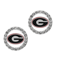 College Fashion Crystal University of Georgia Logo Charm Stud Earrings