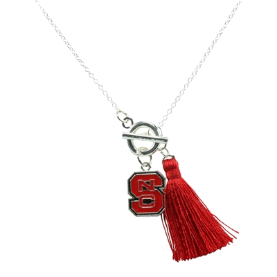 College Fashion North Carolina State University Logo Charm Tassel Norma Necklace Lobster Clasp