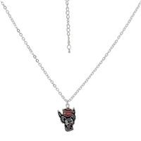 North Carolina State University Team Colored Wolf Head Mascot Logo Charm Silver Necklace