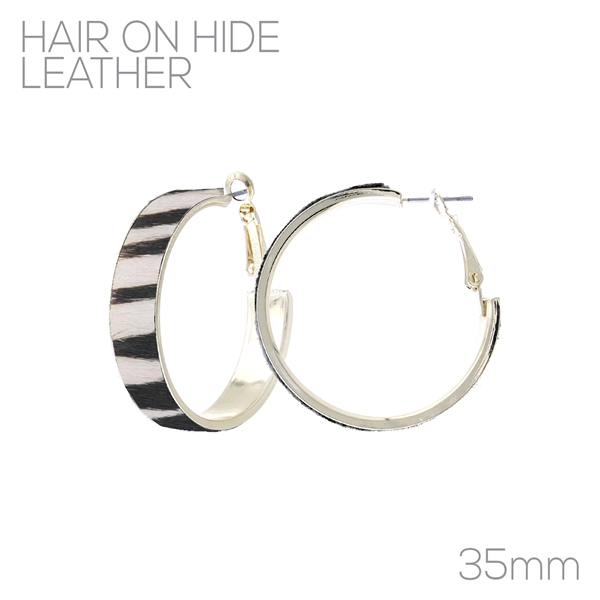 White & Black 35MM Zebra Hoop Earrings