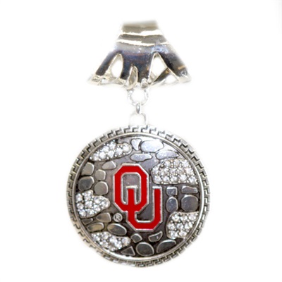 College Fashion University of Oklahoma Rhinestone Ornate Scarf Pendant Charm