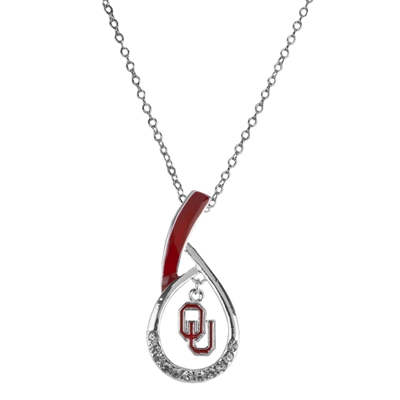 OK OU Sooner Oklahoma NCAA Silver Rhinestone Necklace Licensed College Jewelry