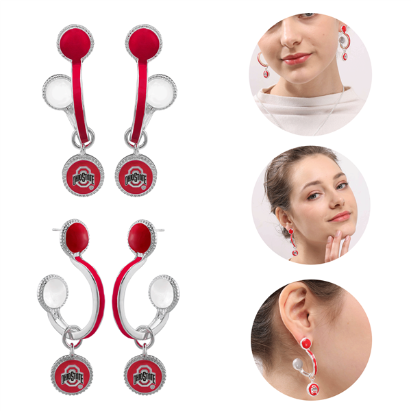 Stylish Fashion Team Colored Comeback Style Ohio State University Post Earrings