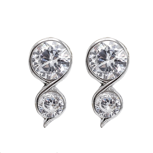 Luxury Fashion Precision-Cut Diamond Cubic Zirconia Crystal Infinity White Gold Earrings