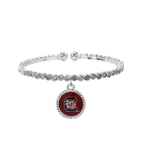 College Fashion Crystal University of South Carolina Logo Charm Cuff Bangle