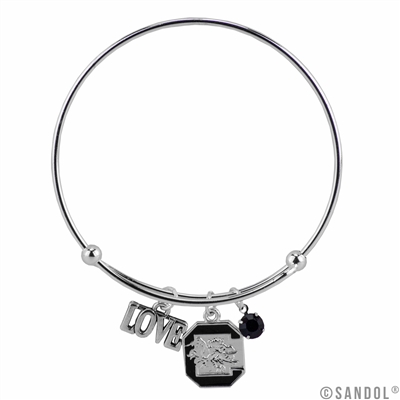 College Fashion Crystal University of South Carolina Logo Charm Tassel Beth Push Bangle Bracelet