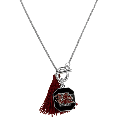 College Fashion University of South Carolina Logo Charm Tassel Norma Necklace Lobster Clasp