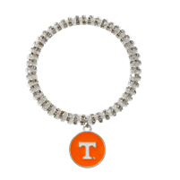 University of Tennessee Team Colored Round Logo Charm & Crystals Stretch Bracelet