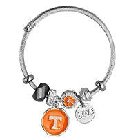 University of Tennessee Team Colored Charms Logo Cable Bangle