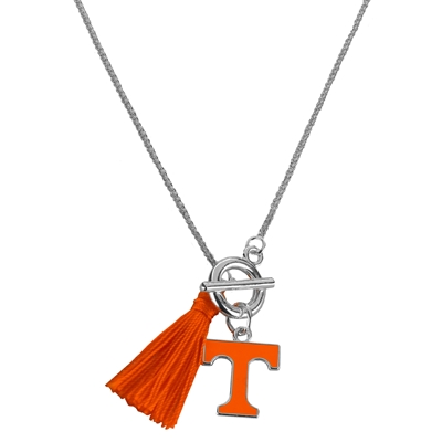 College Fashion University of Tennessee Logo Charm Tassel Norma Necklace Lobster Clasp