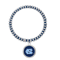 College Fashion Team Colored Crystal University of North Carolina Logo Charm Stretch Bracelet