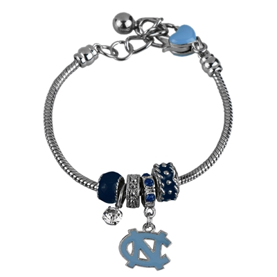 College Fashion Crystal University of North Carolina Logo Charms MVP Bracelet