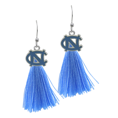 College Fashion University of North Carolina Logo Charm Tassel Post Dangle Eambi Earrings