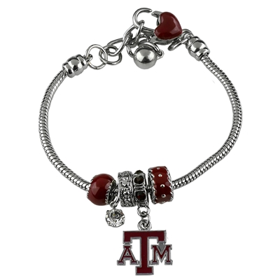 College Fashion Crystal Texas A&M University Logo Charms Betsy Bracelet