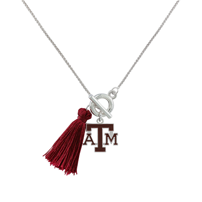 College Fashion Texas A&M University Logo Charm Tassel Norma Necklace Lobster Clasp