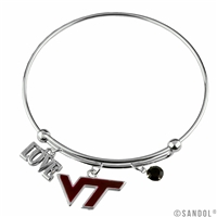 College Fashion Crystal Virginia Tech University Logo Charm Tassel Beth Push Bangle Bracelet