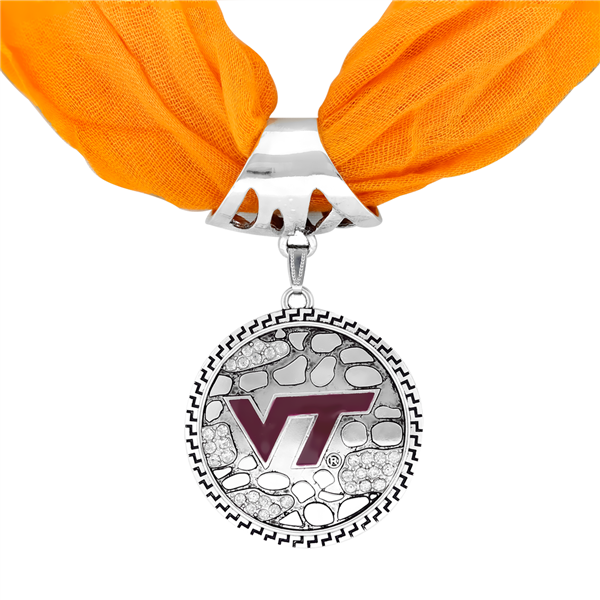 College Fashion Virginia Tech University Crystals Ornate Scarf Pendant Charm