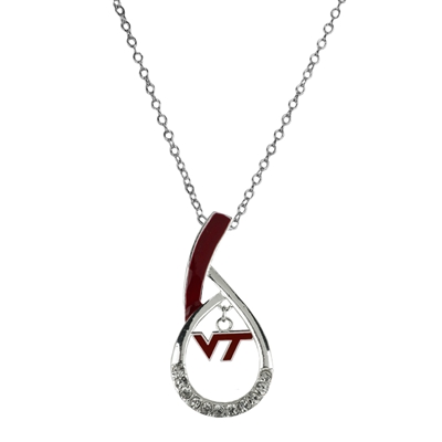 Hokies Silver Rhinestone Necklace Licensed College Jewelry