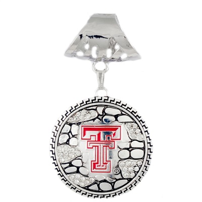 College Fashion Texas Tech University Rhinestone Ornate Scarf Pendant Charm