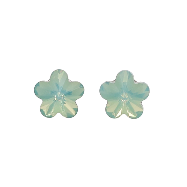 Fashion Sparkling Peridot Crystal Flower Stud Earrings