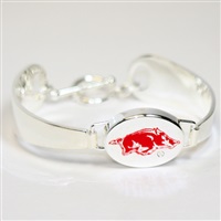 Silver Engraved Team Logo Bracelet Arkansas Razorback