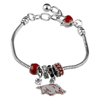 College Fashion Crystal University of Arkansas Logo Charms Betsy Bracelet