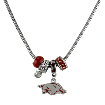 College Fashion Crystal University of Arkansas Logo Charms Natalya Necklace