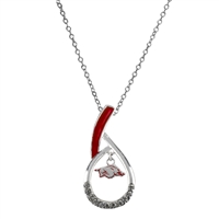 U of A NCAA Silver Rhinestone Necklace Licensed College Jewelry