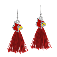 College Fashion University of Louisville Logo Charm Tassel Post Dangle Eambi Earrings